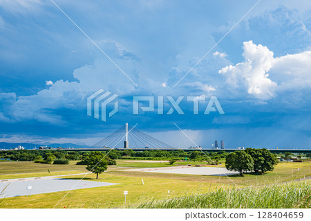 攝津市淀川公園和鳥海仁和寺橋 128404659