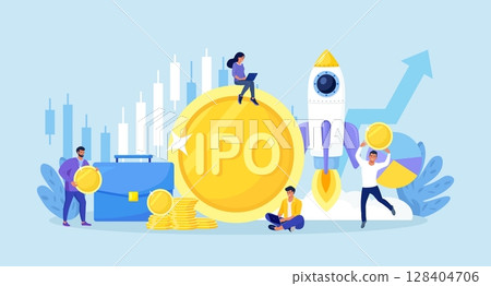 IPO Initial Public Offering. Businessman investor invest in stock market shares. Company growth. Passive income. Investment. Traders standing with huge candlestick chart, arrow graph and gold coin IPO Initial Public Offering. Businessman investor invest in stock market shares. Company growth. Passive income. Investment. Traders standing with huge candlestick chart, arrow graph and gold coin 128404706