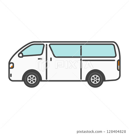 插畫素材：廂型車、商用車、白色旅行車（單廂車） 128404828