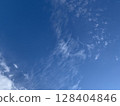 Summer sky July A cool sky with cirrus and cirrocumulus clouds #003 128404846