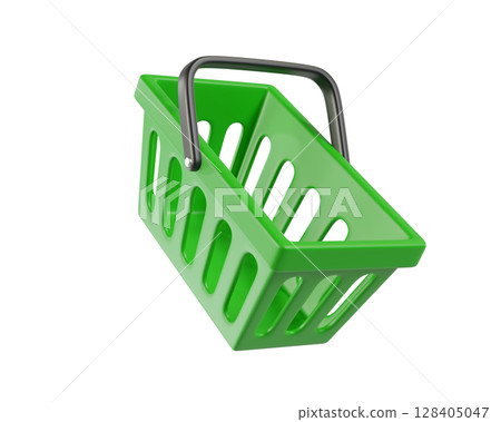 Green empty Shopping Cart from a supermarket for shopping. Shopping Basket, Shopping bag, 3d rendering of the icon Green empty Shopping Cart from a supermarket for shopping. Shopping Basket, Shopping bag, 3d rendering of the icon 128405047