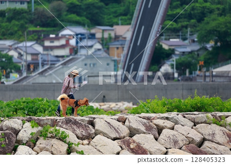 Patient walking a dog Patient walking a dog 128405323