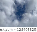Summer sky July Blue sky peeking through the clouds #009 128405325