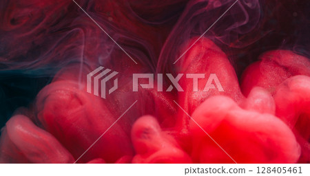 Whirl mix. Paint wave. Defocused pink purple color glitter ink flowing smog swirling liquid spreading on abstract acrylic art background. 128405461