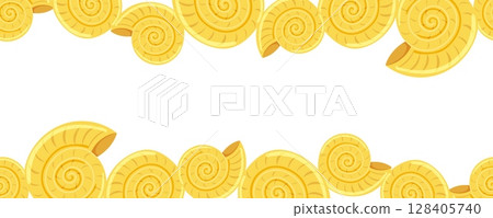 Seamless border with yellow shells on top and bottom Seamless border with yellow shells on top and bottom 128405740