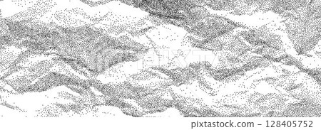 Black stippled crumpled paper texture. Rough dotted wrinkled effect background. Gritty creased paper sheet backdrop. Noisy grainy notebook page wallpaper. Aged damaged gritty overlay. Vector Black stippled crumpled paper texture. Rough dotted wrinkled effect background. Gritty creased paper sheet backdrop. Noisy grainy notebook page wallpaper. Aged damaged gritty overlay. Vector 128405752
