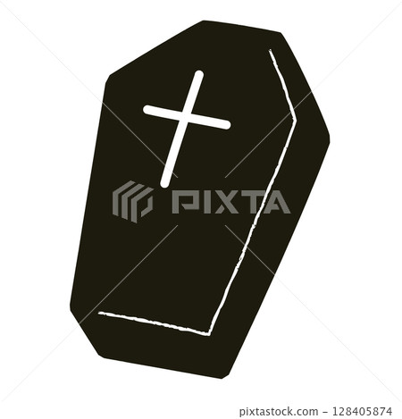 Monochrome coffin illustration 128405874
