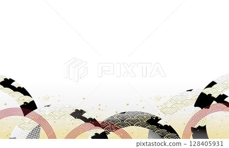 Beautiful Japanese style wave pattern illustration background 128405931