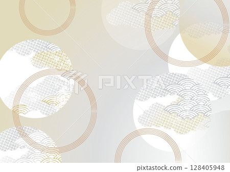 Beautiful Japanese style wave pattern illustration background 128405948