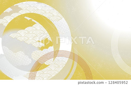 美麗的日式波浪圖案插畫背景 128405952