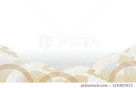 Beautiful Japanese style wave pattern illustration background 128405953