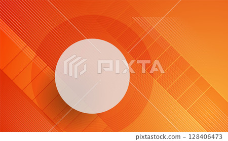 Concept orange minimal geometric design with abstract circles and stripes 128406473