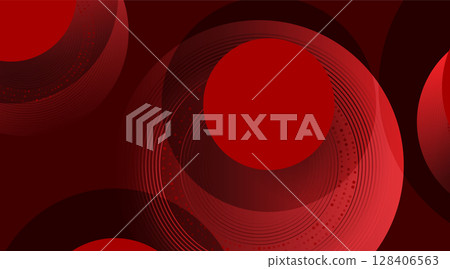 Geometric technology background with dark red circles and dotted lines 128406563