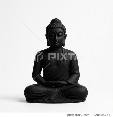 白色背景上一尊簡單的黑色佛像 白色背景上一尊簡單的黑色佛像 128406735