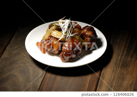 Black vinegar sweet and sour pork 128406826