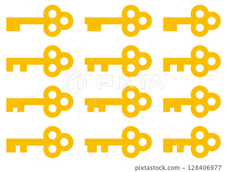 Key icon material set (vector) A collection of key marks that can be used for locking, unlocking, privacy, and crime prevention 128406977