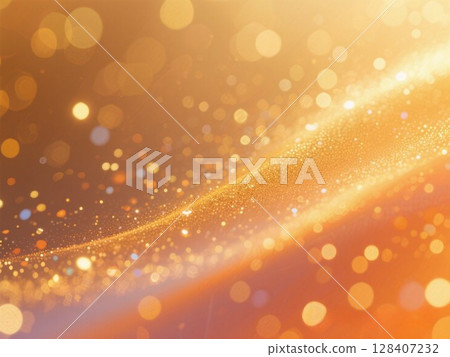 插圖材料：舞動的光粒子的抽象的背景（橙色和棕色） 128407232