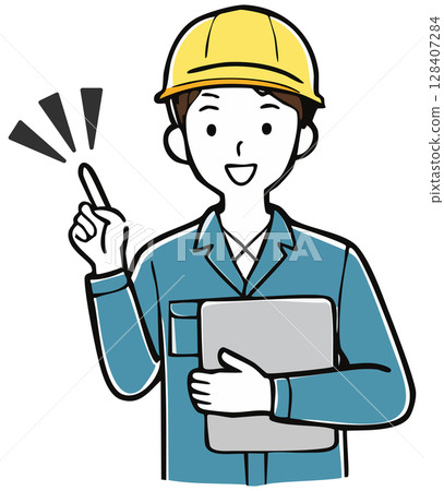 Worker with a laptop 128407284