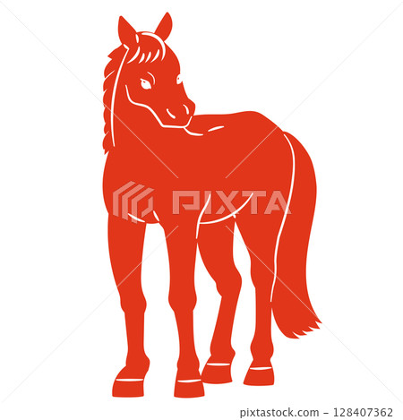 Front view of a horse silhouette vector illustration 128407362
