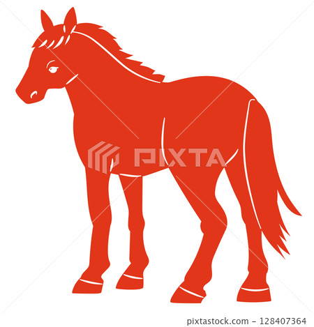 Horse silhouette seen from behind vector illustration 128407364