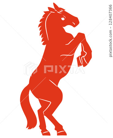 嘶鳴的馬剪影向量圖 嘶鳴的馬剪影向量圖 128407366