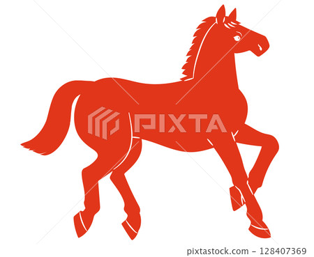 Running horse silhouette vector illustration 128407369