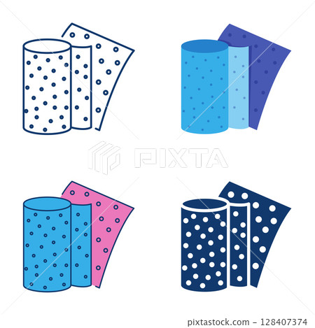Abrasive sandpaper flat and line icon set Abrasive sandpaper flat and line icon set 128407374