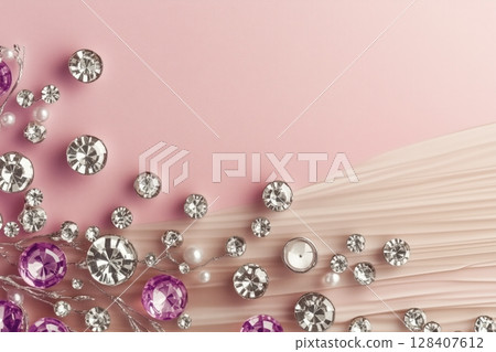 Diamonds on the edges of the picture. Top view 128407612