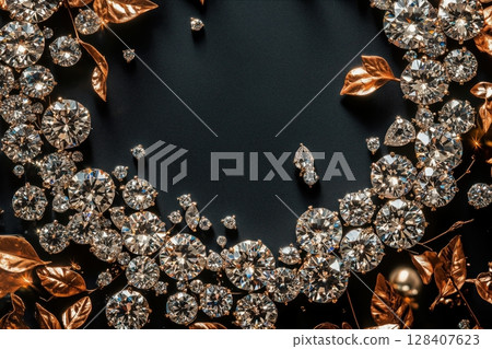 Diamonds on the edges of the picture. Top view 128407623