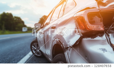 Car accident. Damaged car 128407658