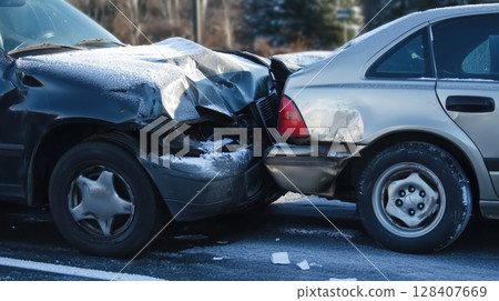 Car accident. Damaged car 128407669