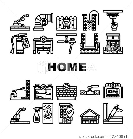home maintenance cleaning icons set vector 128408513