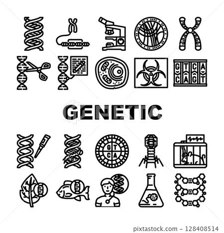 genetic engineering crispr gene icons set vector 128408514