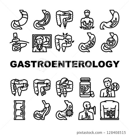 gastroenterologist hepatology icons set vector 128408515