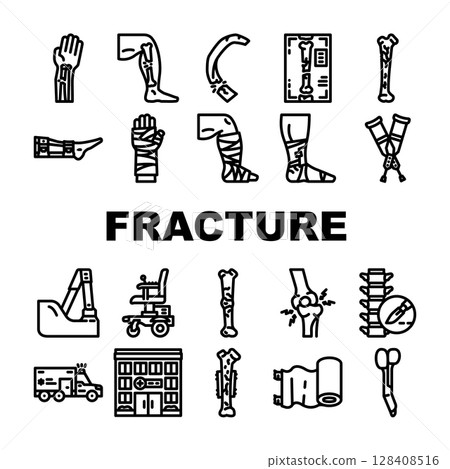 fracture injury bone break icons set vector fracture injury bone break icons set vector 128408516
