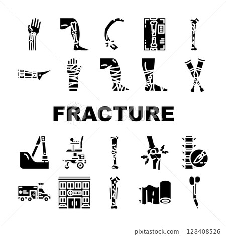 fracture injury bone break icons set vector fracture injury bone break icons set vector 128408526