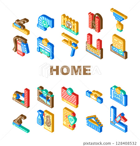 home maintenance cleaning icons set vector 128408532