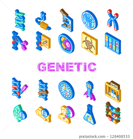 genetic engineering crispr gene icons set vector genetic engineering crispr gene icons set vector 128408533