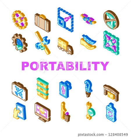portability convenience product icons set vector portability convenience product icons set vector 128408549