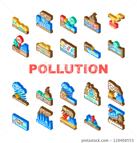 heavy metal pollution icons set vector heavy metal pollution icons set vector 128408553