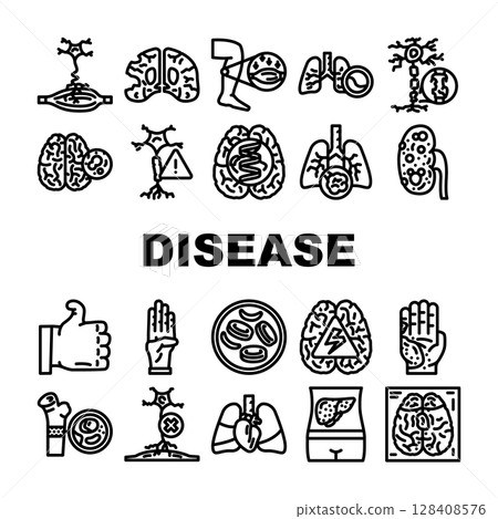 incurable disease icons set vector incurable disease icons set vector 128408576