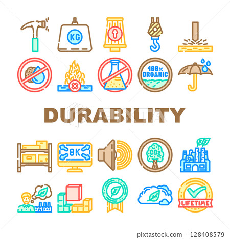 strength durability product icons set vector strength durability product icons set vector 128408579