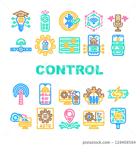 modern technology control product icons set vector 128408584