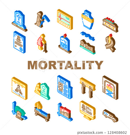 mortality death life aging icons set vector 128408602