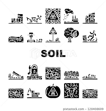 soil pollution contamination icons set vector 128408609