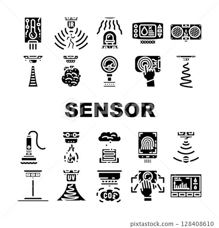 sensor module iot wireless icons set vector 128408610