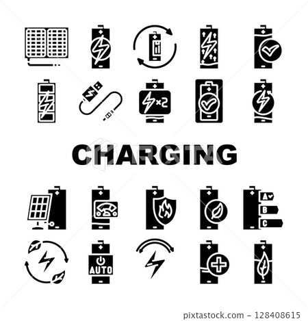energy charging product icons set vector energy charging product icons set vector 128408615