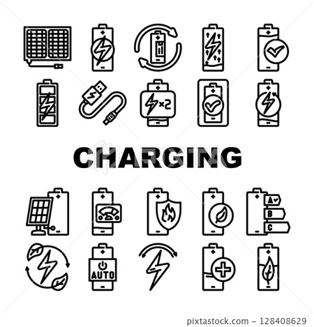 energy charging product icons set vector energy charging product icons set vector 128408629