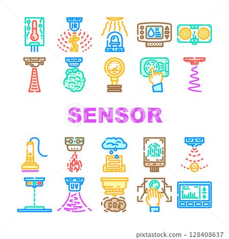 sensor module iot wireless icons set vector sensor module iot wireless icons set vector 128408637