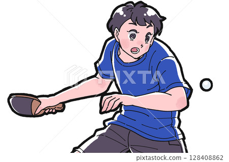 一個男孩打乒乓球的插圖 一個男孩打乒乓球的插圖 128408862